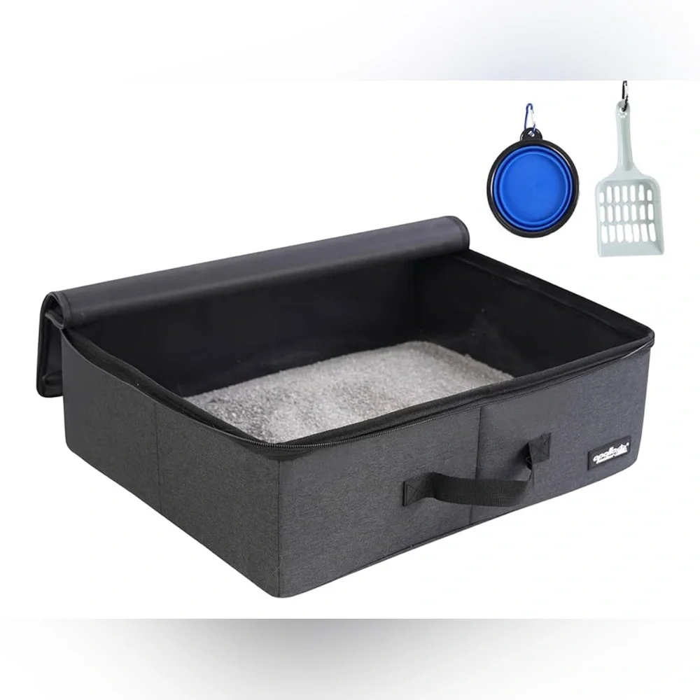 NEW Portable Cat Travel Litter Box Zipped Waterproof Bag Collapsible Carrier